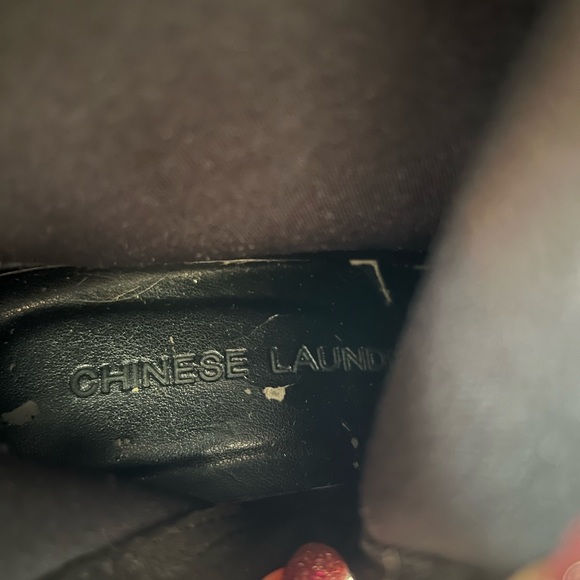 Chinese Laundry Black Suede Chunky Block Heel Calf Length Boots Size 8 - Picture 7 of 11